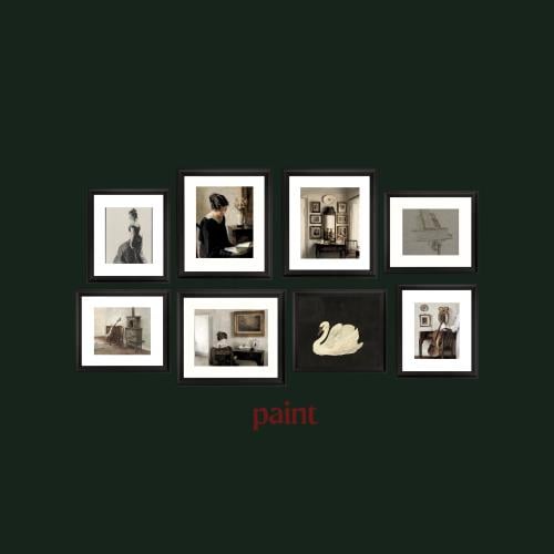 8 لوحات كلاسيكية مع ايطار منحني كلاسيكي اسود