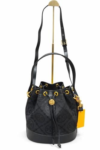 حقيبة دلو نسائية سوداء فاخرة بحزام كتف قابل للتعدي...