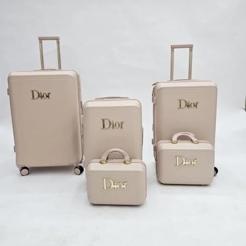 طقم شنط سفر 5 قطع قابل للتوسعة بتصميم Dior – وردي...