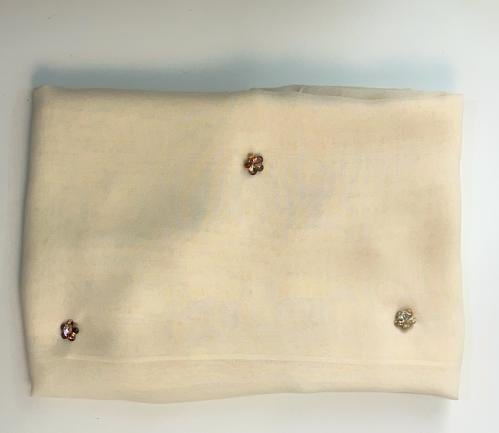 طرحة مطرزة كريستال ورود | سكري