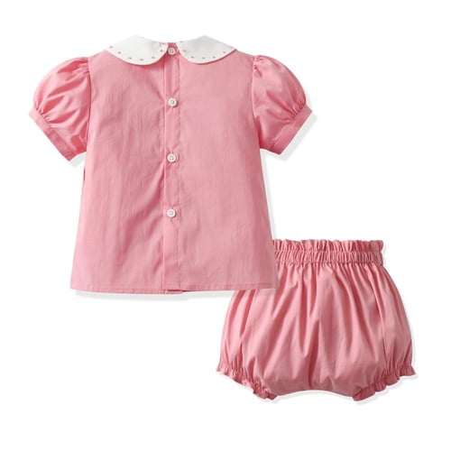 طقم للبنات الرضع بأكمام منتفخة مع شورت، طقم مكون م...