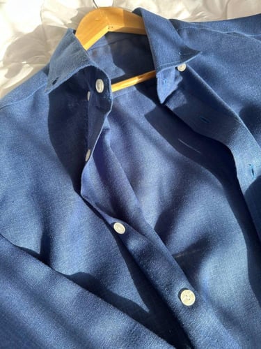 قميص لينن اللون (كحلي)navy blue