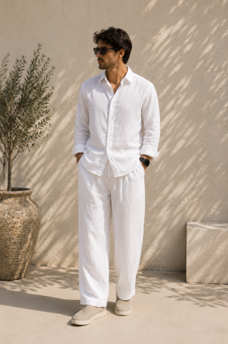 Linen pants with a regular cut