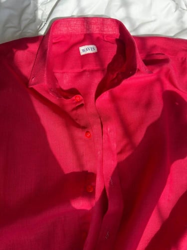 قميص لينن اللون فوشي