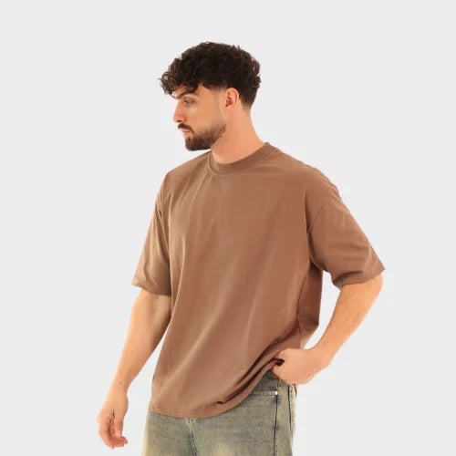 تيشيرت اوفر سايز بني Basic