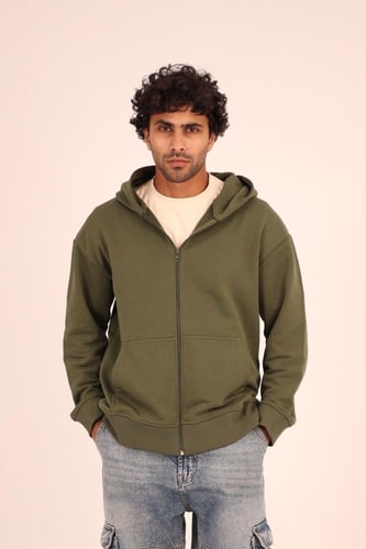 Olive Green - Zip-Up Hoodie