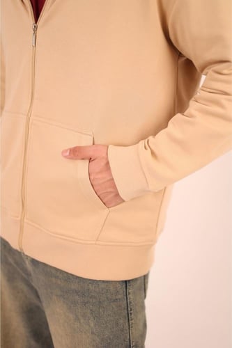 Sand Beige - Zip-Up Hoodie