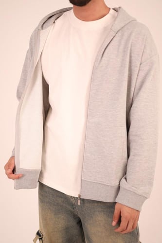 Heather Grey Zip-Up Hoodie