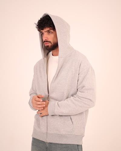 Heather Grey Zip-Up Hoodie