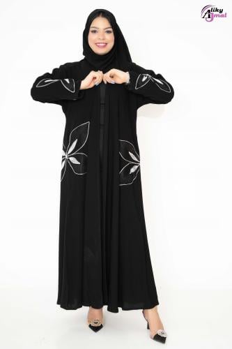 عباية نص كلوش رسمه هاري الكم والجوانب قماش ملكي AJ...