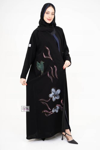 عبايه نص كلوش لف شغل طباعة ورد من الامام قماش سرام...