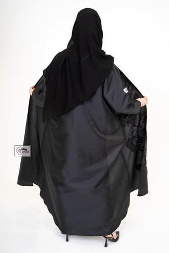 عباية لف نص كلوش دنتيل مع شك الاكمام قماش انترنت A...