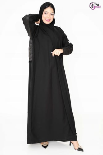 عباية نص كلوش قماش كتان مع جاكار AJ-122