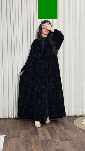 عبأيه دبل كلوش شتوية مخمل مع تطريز AJ85