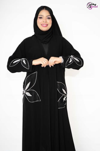 عباية نص كلوش رسمه هاري الكم والجوانب قماش ملكي AJ...