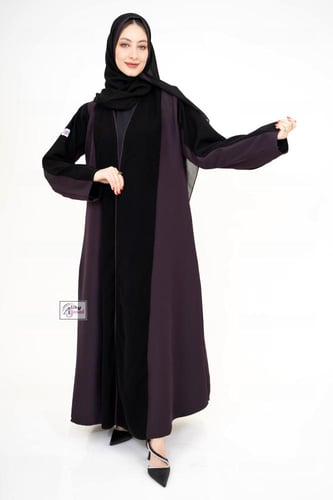 عباية نص كلوش كتان ملون مع ملكي AJ-111