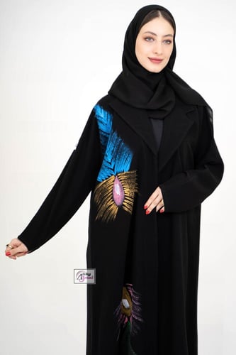 عبايه نص كلوش لف شغل طباعه من الامام القماش سراميك...