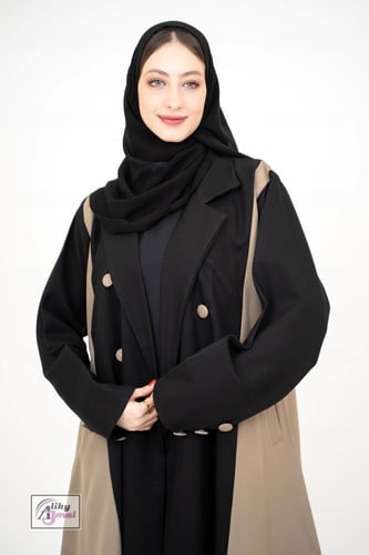 عباية بليزر لف بياقه قماش كتان AJ-105