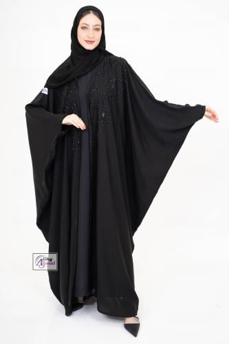 عبايه بشت شك كامل قماش انترنت AJ-102