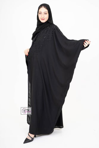 عبايه بشت شك كامل قماش انترنت AJ-102