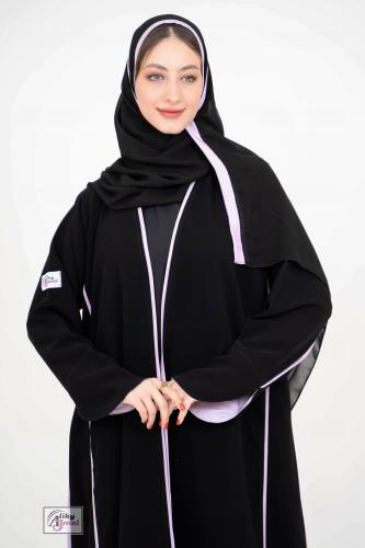 عبايه لف تحديد ملون قماش سراميك AJ-104