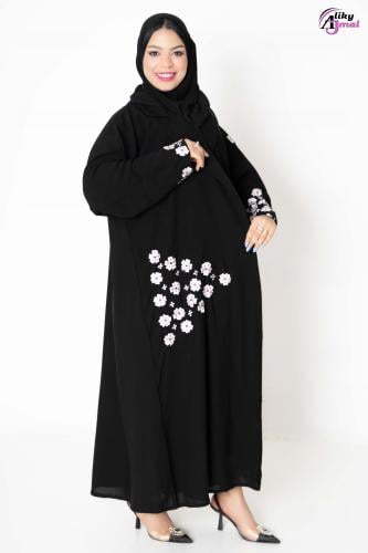 عبايه نص كلوش لف شغل طباعة ورد من الامام قماش سرام...