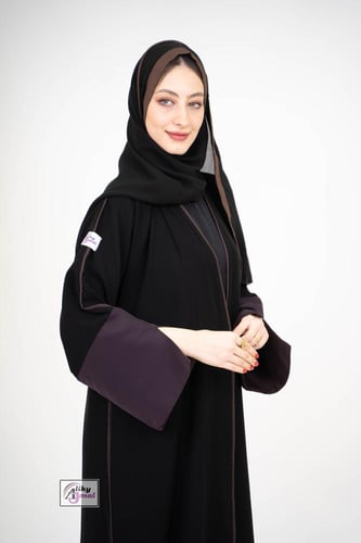 عبايه نص كلوش كم ملون مع تحديد ملون من الامام AJ-1...