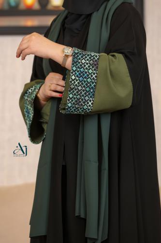 عباية دبل كلوش كم مربع القماش ملكي كوري AJ 64