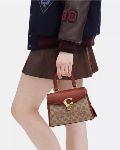 Coach Sammy Top Handle Bag 21 In Signature Canvas