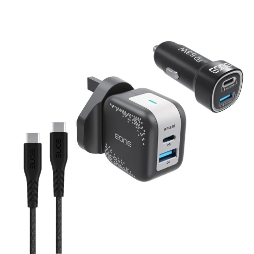 بكج شاحن اي ون 3 في 1 ( فيش وشاحن سياره وكيبل تايب...