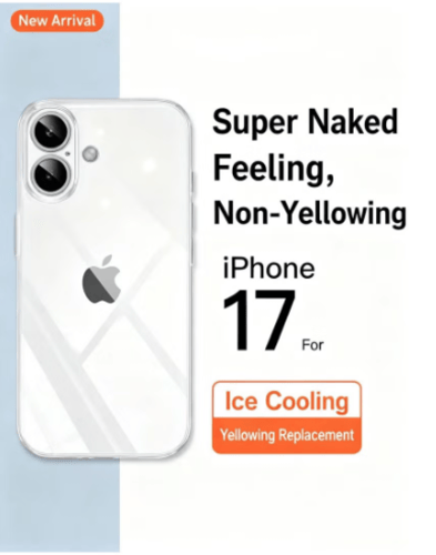 حقيبة iPhone 17 سلسلة مقاومة للصدع شفافة كاملة الن...