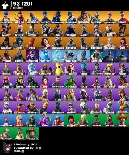 حساب 93سكن + طور الزومبي + سمكة البطولة + حزم سوني...