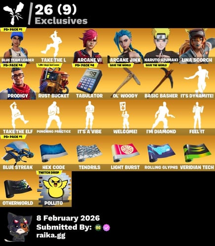 حساب 193سكن + اركين vi + اركين جينكس + 170رقصه + 1...