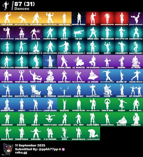 حساب 108سكن + سكن كريتوس + مليان رقصات شوب