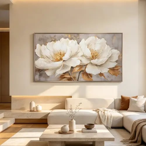 لوحة عرضية ورد تصميم عصري