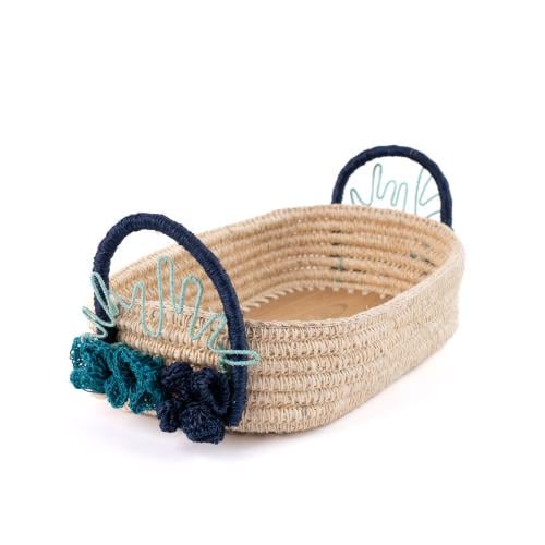 سلة المرجان الأزرق بيضاوي