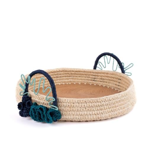 سلة المرجان الأزرق دائري كبير