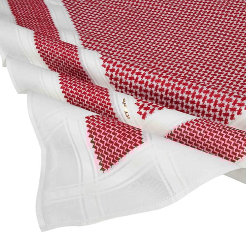 شماغ بروجيه رجالي أحمر خطوط بيج