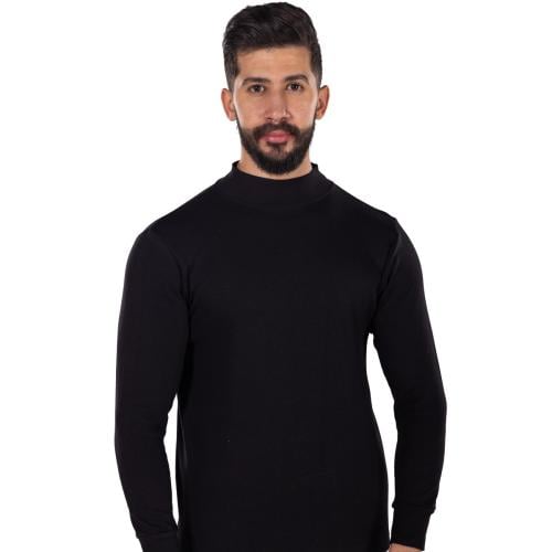 دروش فانلة رجالي كم طويل نصف رقبة اسود شتوي