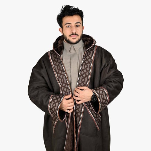 فروة سدو مخمل قبوع بني محروق