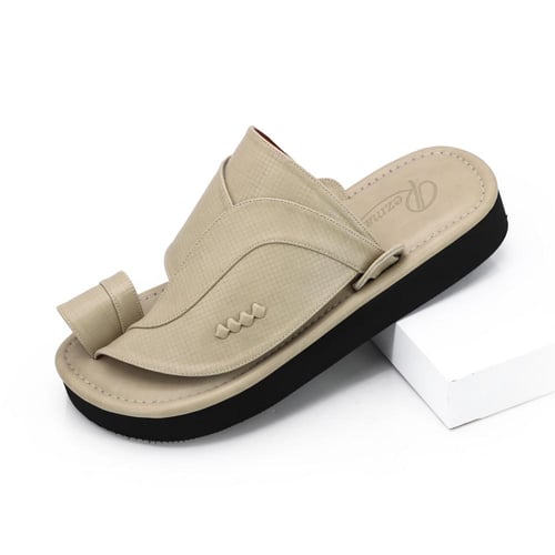 نعال وطي طبي من الجلد البيج الفاخر