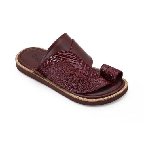 نعال سعودي طبي من الجلد العنابي الفاخر