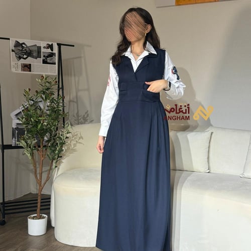 مريول مع البلوزه تطريز الكتف