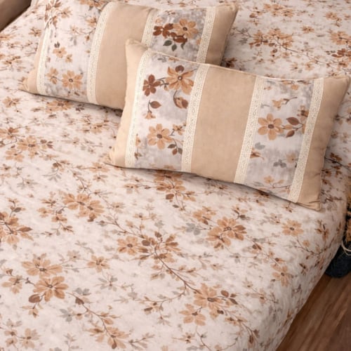 A soft 1.5-person cotton bed sheet with elastic, 3...