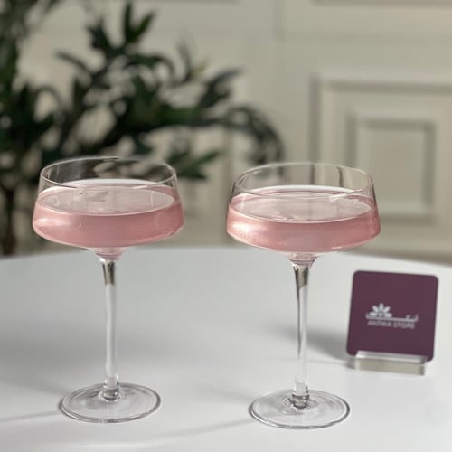 طقم كأسان بتصميم دائري عريض