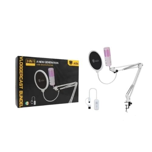حزمة فلوقركاست مايك 3 في 1 (ASA Vloggercast Bundle...