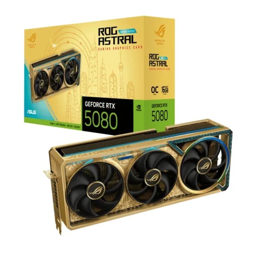 كرت شاشة RTX5080 اسوس روج أسترال نسخة الذهب - ROG Astral GeForce RTX 5080 Dhahab CORE OC Edition