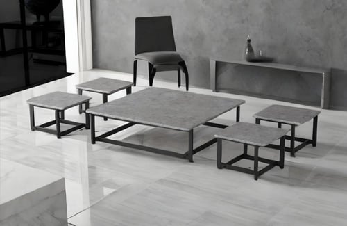 طقم شاي خشب ارضي -شكل مربع