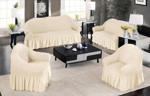 لبس كنب 4 قطع قماش كريش تركي