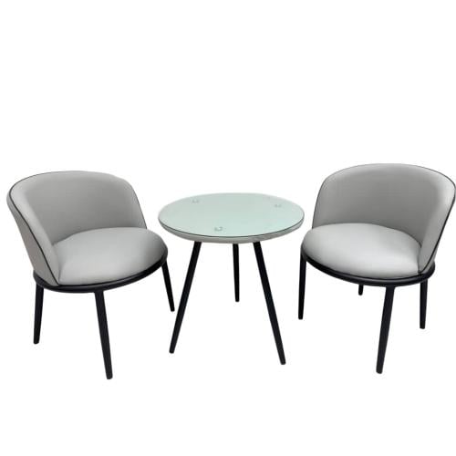 طقم جلوس جلد- طاولة + كرسيين